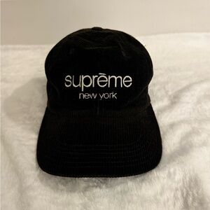 Supreme New York Black Corduroy Hat Strapback
